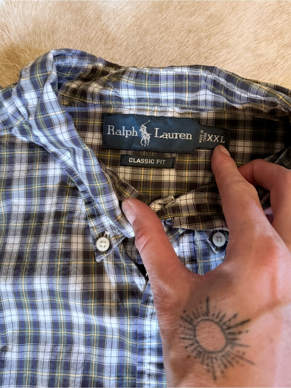 Ralph Lauren Men's Plaid Button-Down Shirt - Blue, Gray, Yellow